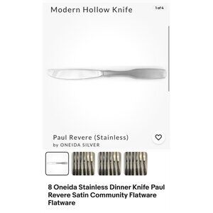 6 Oneida Stainless Dinner Knives Paul Revere Satin Community Flatware